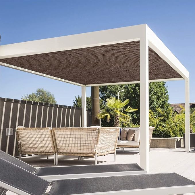 Eden's Decor Straight Flat-Edged Sun Shade Sail Rectangular 5' x 14' Brown UV-Blocking Outdoor Canopy Fabric Cloth Awning for Pergola Patio Garden Backyard Custom Size