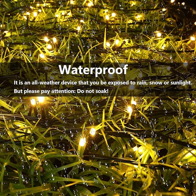 Joomer Solar Christmas Lights, 2 Pack Total 144 FT 400 LED 8 Modes Waterproof Solar Christmas Lights Outdoor for Christmas Decorations (Warm White)