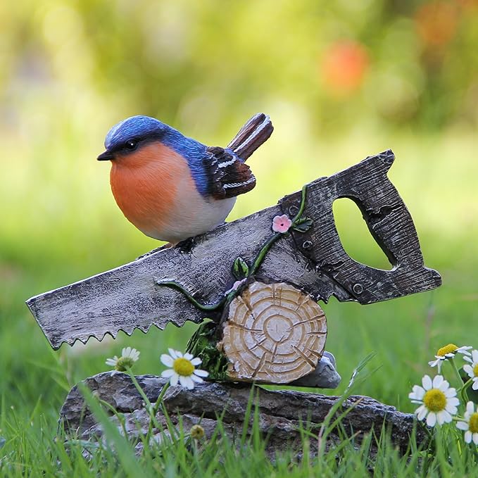 Bird Statue for Garden Decorations,Animal Blue Bird Figurines for Indoor Outdoor Backyard Yard Porch Patio Lawn Outside Home Shelf Decor,Garden Sculptures & Statues,Bird Lover