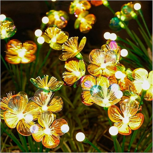 Solar Swaying Garden Lights – Upgraded Flower & Firefly Lights with Larger Solar Panel, Waterproof Outdoor Pathway & Flowerbed Light for Yard & Holiday Decor (4pack)