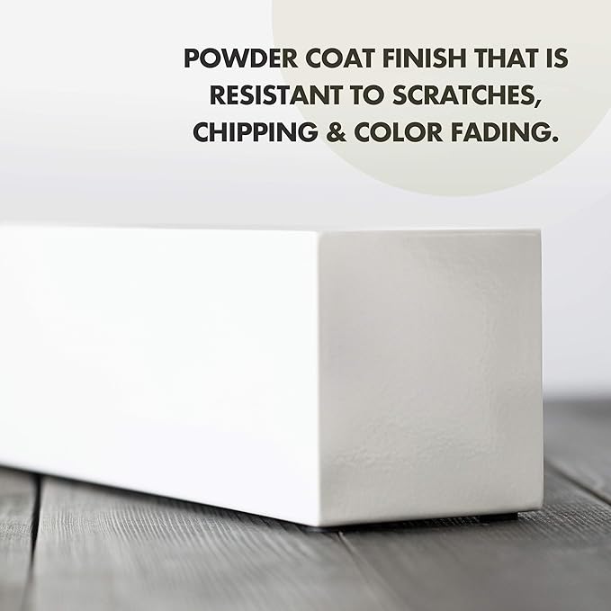 DR&Co Modern White Rectangle Planter Box, 16" Metal Planter Perfect for Succulent, Narrow Box for Table or Window Sill, Rectangular Stainless Steel Long