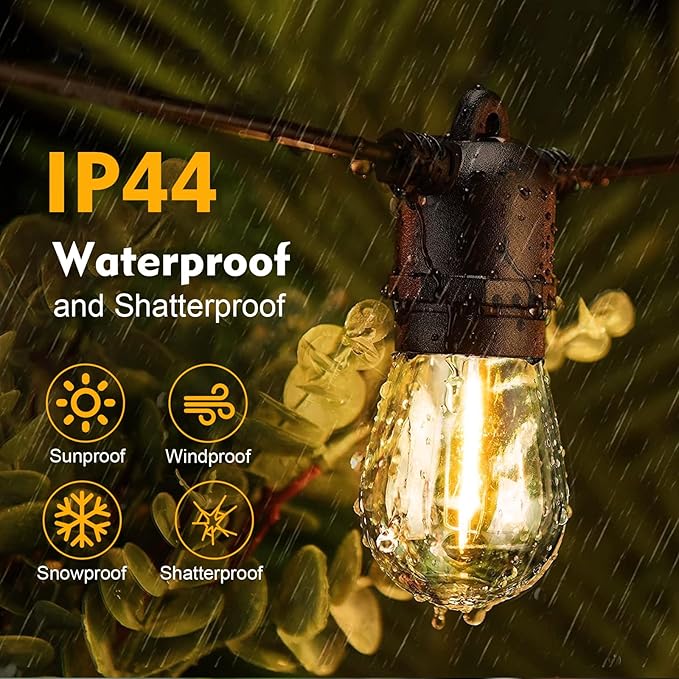 48 Pack LED S14 Replacement Light Bulbs, Shatterproof Outdoor 1 Watt to Replace 11Watts String Incandescent Bulb, Dimmable, E26 Regular Medium Screw Base, 2200K Warm White