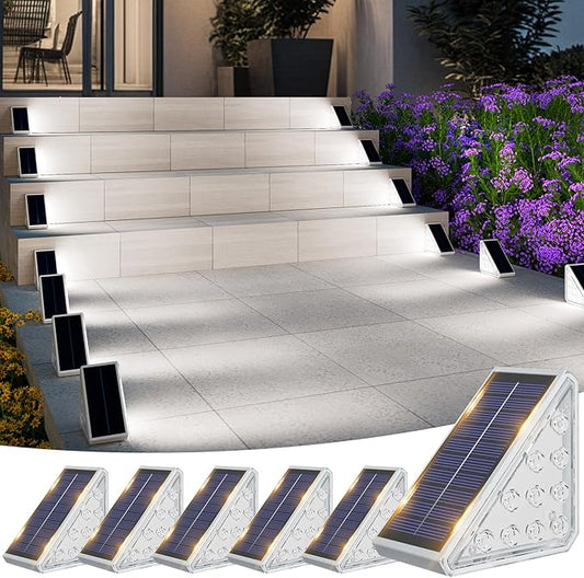 VOLISUN Solar Step Lights for Outside, Solar Stair Lights Outdoor Waterproof IP67, LED Outdoor Step Lights, Outdoor Stair Lights Decor for Deck, Front Step, Front Porch and Patio (6 Pack,Cool White)