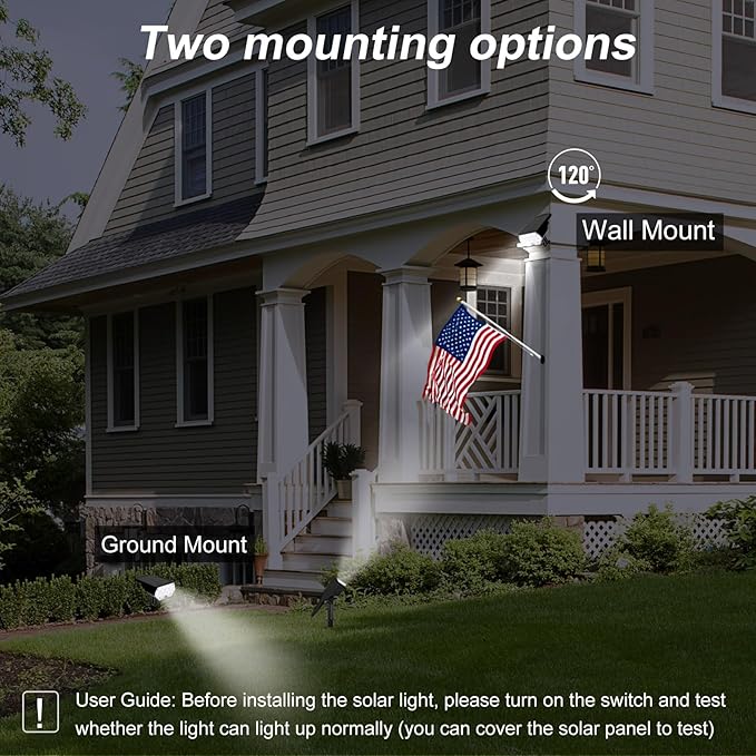 All-New Solar Spot Lights Outdoor Waterproof，20 LEDs Solar Flag Light with 2 Modes,Landscape Spotlights for Pathway, Patio, Garden, Trees,Flag,Pool (2 Pack,White Light)