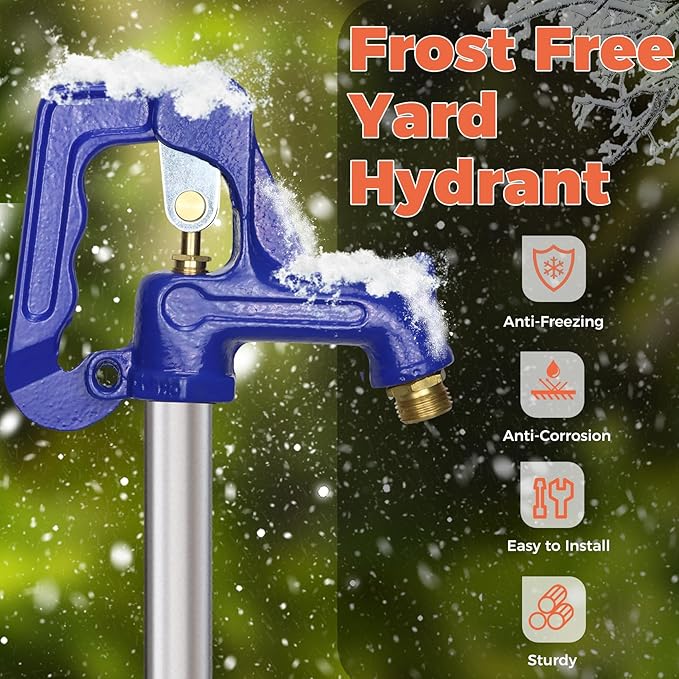 Frost Proof Yard Hydrant,3.25ft Frost Free Outdoor Faucet,Freeze Proof Outdoor Faucet 3/4" Pipe Connection,Frost Free Hydrant for Yard Garden Farm Pasture Irrigation,12" Bury Depth No Lead Hydrant