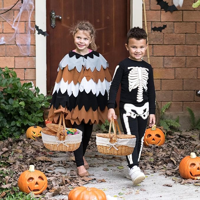 Happypicnic 12" Picnic Basket - Small Wicker Basket with Foldable Handle Lid & Removable Liner | Cute Picnic Basket Toy Empty for Kids, Gift, Halloween, Christmas, Valentines, Easter, Birthday, Flower