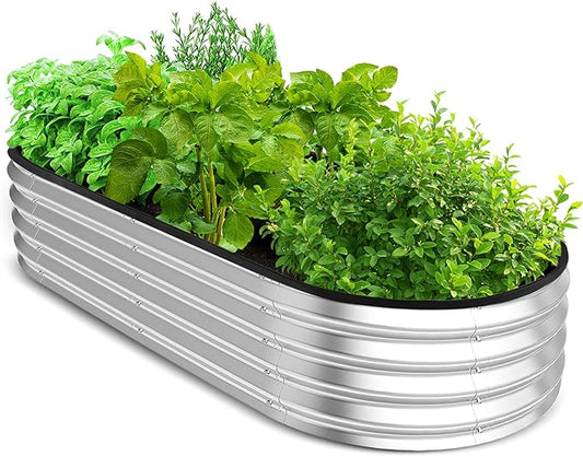Utopia Home Galvanized Raised Garden Bed Kit 4x2x1ft, Planter Box Raised Garden Beds Outdoor, Easy Assembly Metal Raised Bed for Gardening Vegetables, Fruits, Flowers - Pack of 01 - Silver