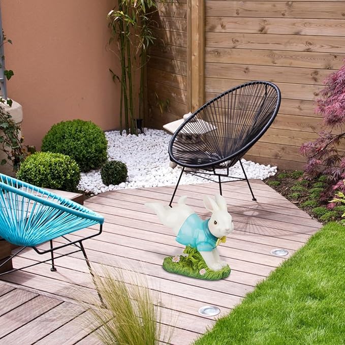 Braxio Outdoor Decor Garden Sculptures Statues - Resin Large Leaping Bunny Decor Rabbit Statue Garden Decor for Outside Yard Décor Garden Statues Outdoor 20.5 * 8 * 16.5 Inch