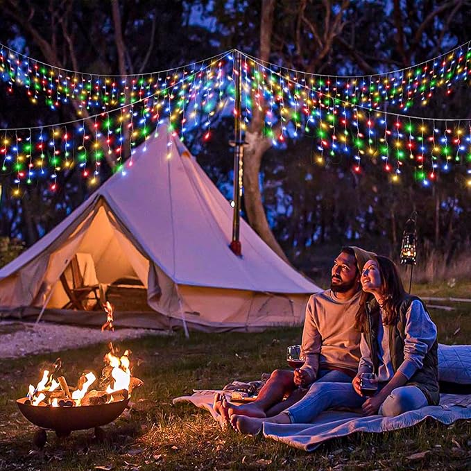 Icicle Lights for Outside, 33FT 400 LED Christmas Lights Outdoor Indoor with 8 Modes 75 Drops, Waterproof Connectable Twinkle String Light for Patio Yard Garden Wedding Party Decor, Multicolor