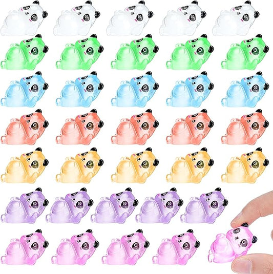 35 Pcs Mini Panda Figurines Luminous Cute Animals Landscape Decoration Mini Resin Animals Figures Glow in The Dark for DIY Ornament Craft Party Cake Topper