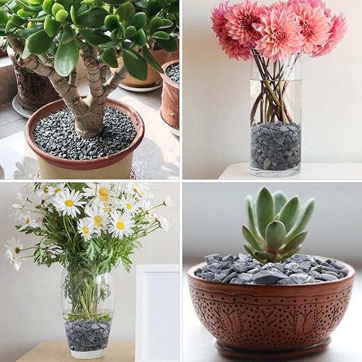 2lbs Grey Pebbles for Landscaping, 3/8inch Small Rocks for Succulent Cactus Plants, Natural Polished Pebbles, River Rocks for Plants, Vases, Gardening