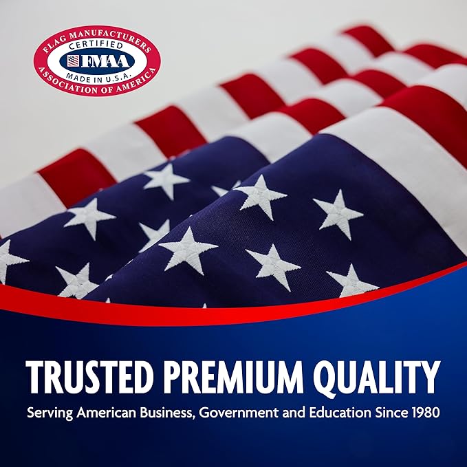 Carrot-Top Patriarch Polyester American Flag for Outside & Inside 5x8 - US Flag, Outdoor, United States Flag Made in USA, Heavy Duty w/Brass Grommets