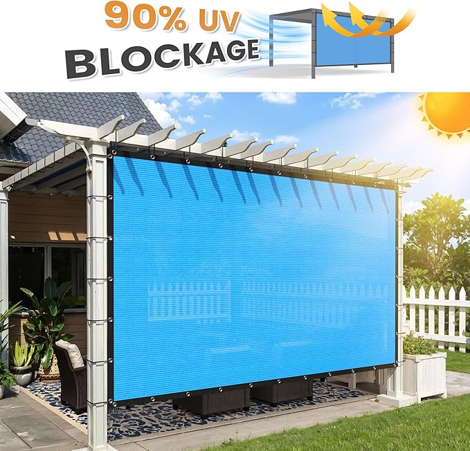 VICLLAX Shade Fabric Sun Shade Cloth with Every 2 FT Grommets for Patio Garden Pergola Cover Canopy 12x22 FT, Mixed Turquoise