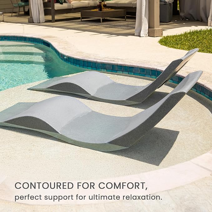 Aqua Outdoors - in-Pool Chaise Lounger - Inside Pool & Sun Shelf Lounge Chair - Designed for Water Depths Up to 9” - Compatible with All Types - Poolside & Sun Deck Tanning - White Granite