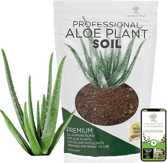 Professional Aloe Plant Soil | Premium All Purpose Blend | Large 2.2 Quarts | Ready to Use for Aloe, Cactus, Succulent Plants | Pinebark, Peat, Course Sand | Made in USA