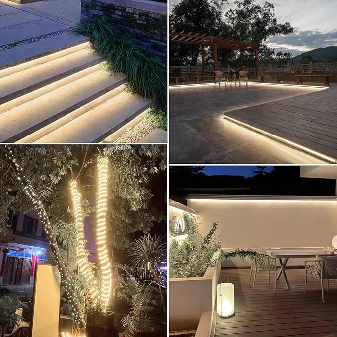 AIMENGTE Outdoor LED Strip Lights Waterproof, AC 110V, 1200LEDs, 4000k Plug in LED Rope Lights for Garden, Patio, Indoor Outdoor Decoration(32.8ft, Daylight)