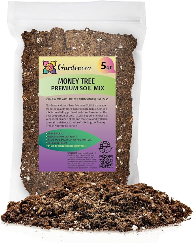 Money Tree Potting Soil, Soil Mix for Planting or Repotting Guiana Chestnut, Soil Blended to Properly Grow Money Tree Plants - (5 Quart Bag)