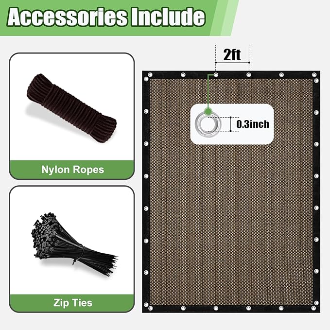Outdoor 90% Sun Shade Cloth with Grommets, 7 X 22 FT Pergola Shade Cover for Garden Patio Carport Kennel Swimming Pool, Mocha (We Make Custom Size)