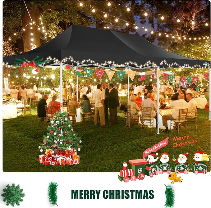 COBIZI 13x26 Pop Up Tent Heavy Duty Canopy with Removable Sidewalls Party Tent Outdoor Wedding Large Event Tent with Roller Bag for Garden Lawn Waterproof UPF 50+ Easy Up, Black (Framework Upgraded)
