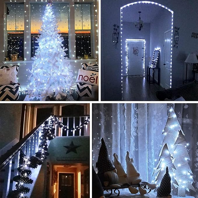 33FT 100LED Fairy Lights Battery Operated with Remote, Waterproof String Lights with Timer for Indoor & Outdoor, Twinkle Light Battery Powered Bedroom Wedding Christmas Decorations (Cool White)