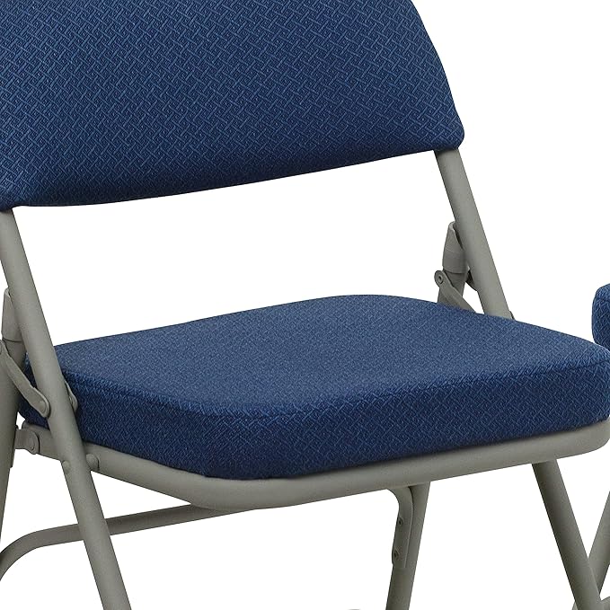 Flash Furniture Hercules Series Metal Folding Chairs with Cushioned Seat, Fabric Upholstered Event Chairs with 300-lb. Static Weight Capacity, Set of 2, Navy