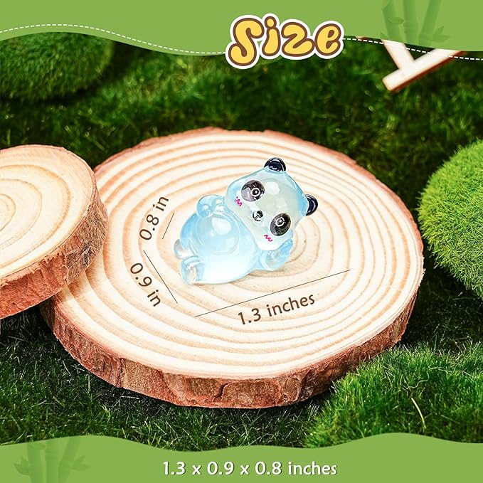 35 Pcs Mini Panda Figurines Luminous Cute Animals Landscape Decoration Mini Resin Animals Figures Glow in The Dark for DIY Ornament Craft Party Cake Topper