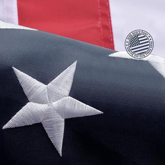American Flag 10x15 Ft, Outdoor Premium US Flags, Heavy Duty Durable, 420D Oxford Nylon, Embroidered Stars, Brass Grommets