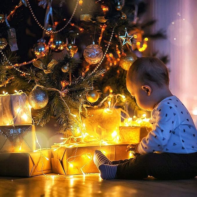 Quntis 328ft 500 LED Christmas String Lights, Waterproof Outdoor/Indoor Fairy Lights 8 Modes Plug in, Warm White Clear Wire for Home Bedroom Wedding Party Holiday Garden Tree Decorations Lighting