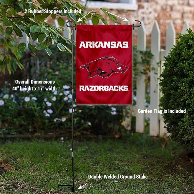 College Flags & Banners Co. Arkansas Razorbacks Garden Flag with Stand Holder