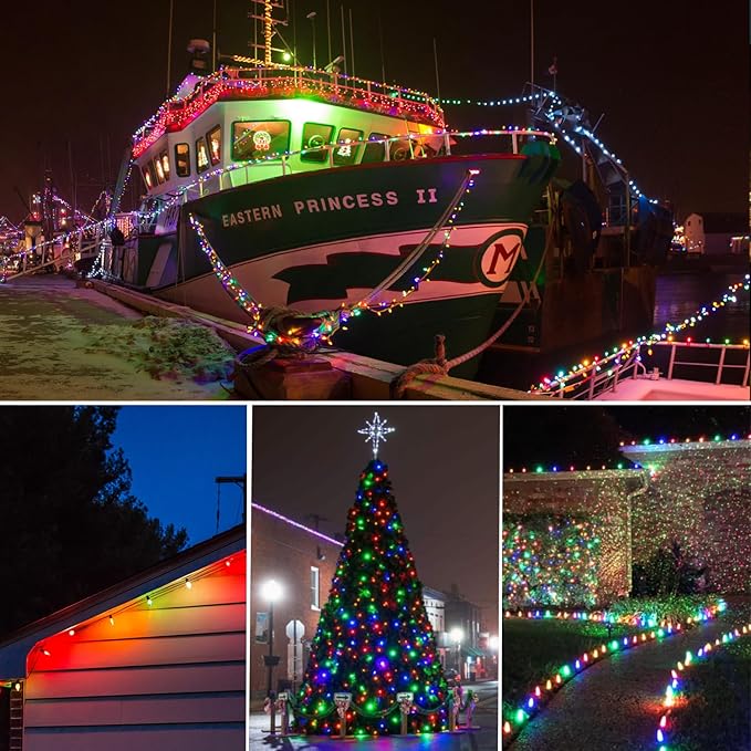 25 Pack C9 LED Replacement Christmas Light Bulbs Multicolor, Waterproof Shatterproof Outdoor String Lights Vintage LED Filament Bulb, E17 Base, Commercial Grade Holiday Decoration Bulbs