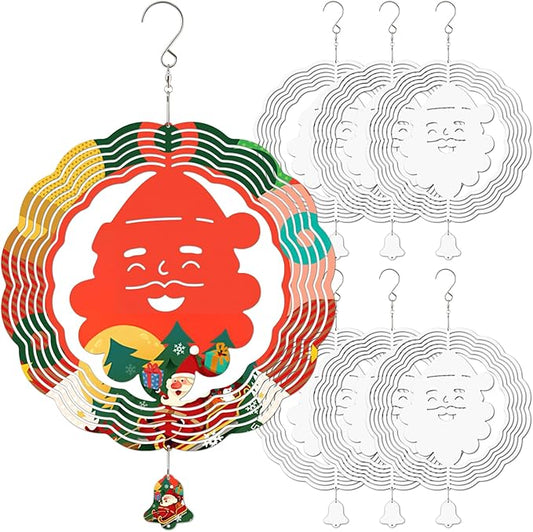 Sublimation Wind Spinner Blanks, 6 Pack 10 Inch 3D Aluminum Metal Hanging Wind Spinner Bulk for Garden Yard Outdoor, Window Porch Decoration for Heat Press Transfer DIY