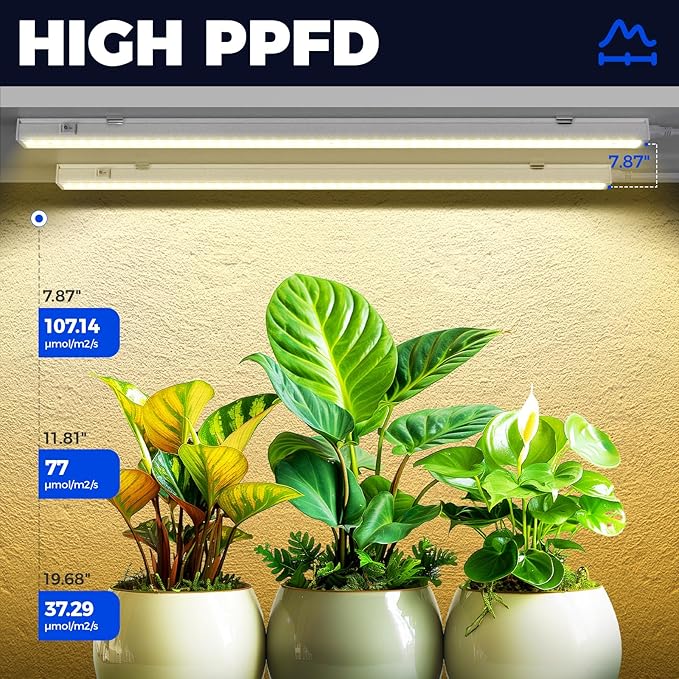 Barrina Grow Lights for Indoor Plants Full Spectrum, 2ft 40W (4 x 10W), T5 Plant Lights for Indoor Plants, Greenhouse, Plug and Play, Yellow, 4-Pack