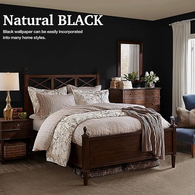 Dimoon 590''x17.7'' Black Peel and Stick Wallpaper Contact Paper Self Adhesive Wall Paper