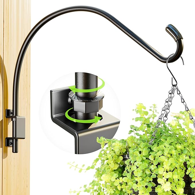 16 Inch Swivel Plant Hanger: Heavy Duty Hook for Bird Feeder, Plant, Flower Basket, Lantern, Wind Chime & More - Versatile Hanging Brackets Outdoor/Indoor Use Up to 22LB