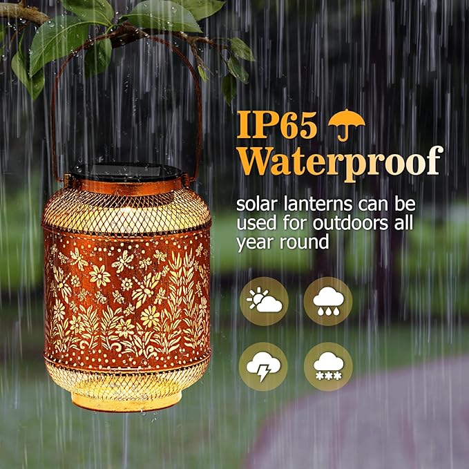 Dragonfly Solar Lanterns Outdoor Waterproof, Hanging Solar Garden Lights, Metal Lights for Yard, Patio, Lawn, Pathway, Garden Decor, Gardening Gifts for Women, Mom, Grandma