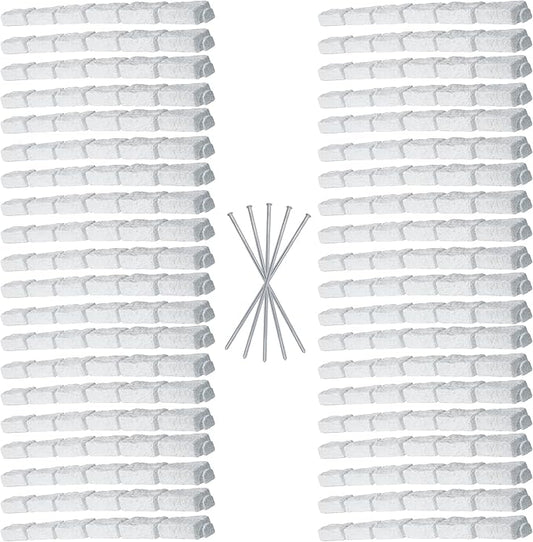 Beuta Landscape Edging | Garden Edging Border | Faux Stone Bricks for Lawn edging, Flower beds, Pathways & Yard Edging– 40 Packs | Each Section Has 6 Bricks 48"L x 4"W x 2.25"H | 120 Spikes |Limewash