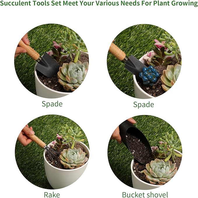 5Pcs Succulent Tools, Mini Garden Tools,Plant Potting Mat as Plant Accessories,Succulent Gardending Hand Tools Kit for Seedling Soil,Caring Succulent,etc,Gifts for Woman’s Gardening work(No Flowerpot)