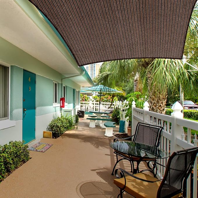 Eden's Decor Straight Flat-Edged Sun Shade Sail Rectangular 10' x 11' Brown UV-Blocking Outdoor Canopy Fabric Cloth Awning for Pergola Patio Garden Backyard Custom Size