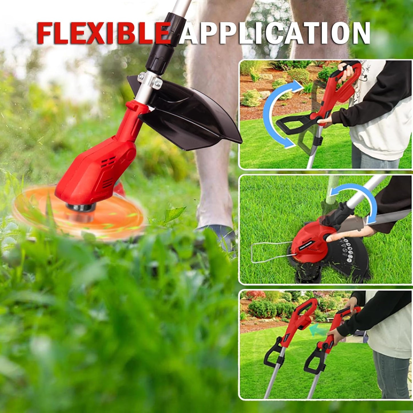 Cordless String Trimmer Compatible with Milwaukee 18V Batteries,Folding 3 in 1 Electric Weed Wacker with Brushless Motor,8 INCH Electric Weed Wacker/Edger Trimmer for Lawn,Garden,Yard(Tool Only)