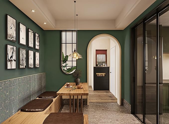 Dimoon 236''x23.6'' Green Peel and Stick Wallpaper Contact Paper Modern Self Adhesive Wall Paper Removable Renter Friendly Textured Solid Color Shelf Cabinet Vinyl Roll (236''x23.6'',Dark Green)