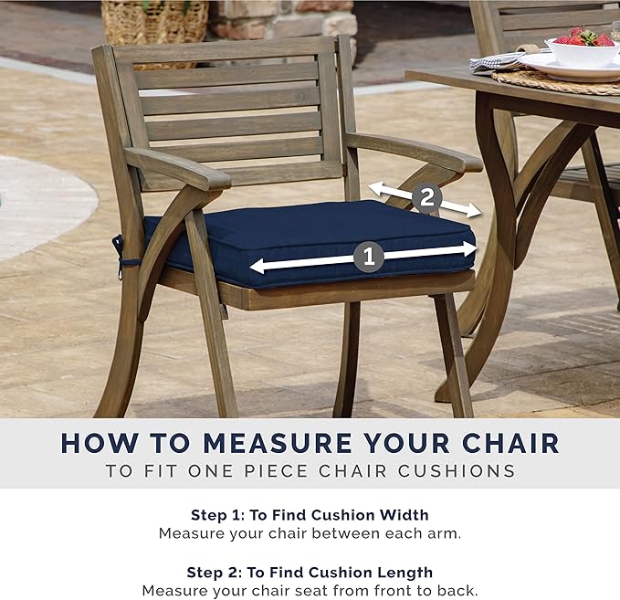 Arden Selections Outdoor Wicker Chair Cushion, 20 x 18, Rain-Proof, Fade Resistant 21 x 21, Lake Blue Leala (Pack of 4)