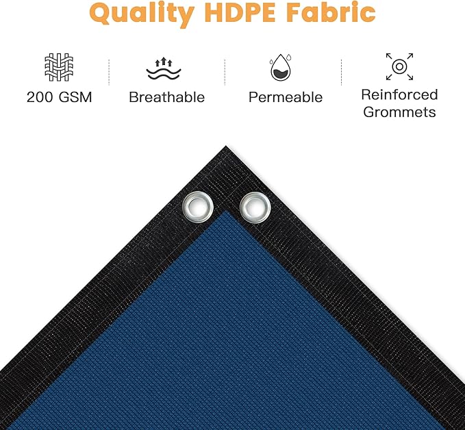 VICLLAX Shade Fabric Sun Shade Cloth with Every 2 FT Grommets for Patio Garden Pergola Cover Canopy 3x21 FT, Dark Blue