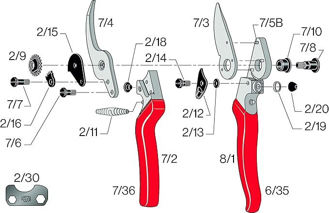 FELCO F8 Pruning Shears – 8.3" Swiss-Made Garden Clippers for Large Right Hands | Ergonomic Comfort | Hand Pruners for Gardening | Garden Tool Cutter with Precision Bypass Blade, Aluminum Handles