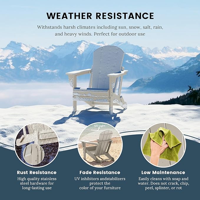 Westin Outdoors Laguna WO Home Furniture Adirondack Chair 2 PCS Set Outdoor Folding Patio Chair for Bon Fire Pit Garden Lawn Backyard Lounging Relaxing (Sand)