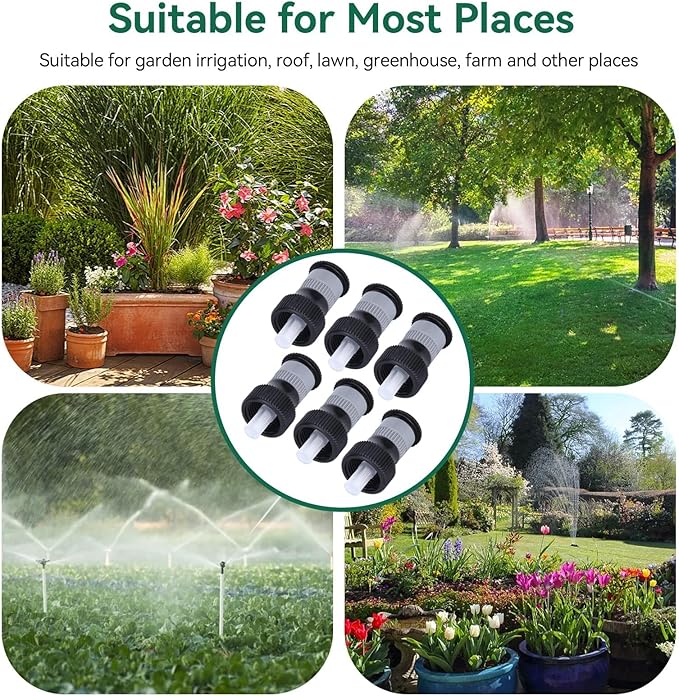 6PCS Lawn Sprinkler Garden Sprinkler, 360° Rotating Buried Spray Nozzle Large Area Coverage Automatic Lawn Sprinkler Heads G1/2 Female Thread Adjusted Watering Sprinkler for Lawn Yard Garden Planter