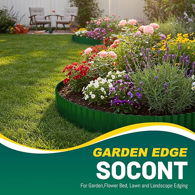 Corrugated Metal Garden Edging, 6"×40Ft Durable Landscape Border for Garden, Lawn, Flower Beds and Paver Edging (Green)