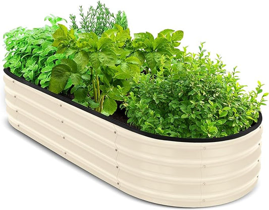 Utopia Home Galvanized Raised Garden Bed, 4 by 2 feet Lightweight Planter Boxes Outdoor with Easy Assembly, Large Garden Bed for Vegetables, Fruits, Flowers, Beige