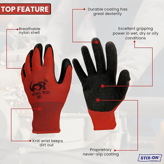 10 OR 20 Pairs Work Gloves–Heavy Duty Rubber Coated Safety Work Gloves–Multipurpose Gloves