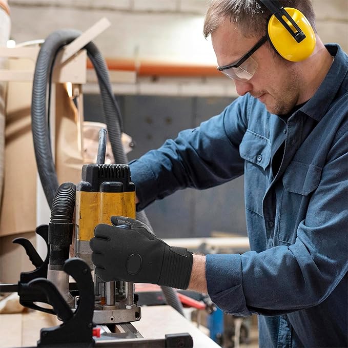 HLDD HANDLANDY Leather Work Gloves for Men & Women, Adjustable Wrist Cowhide Gardening Glove with Reinforced Palm for Driver