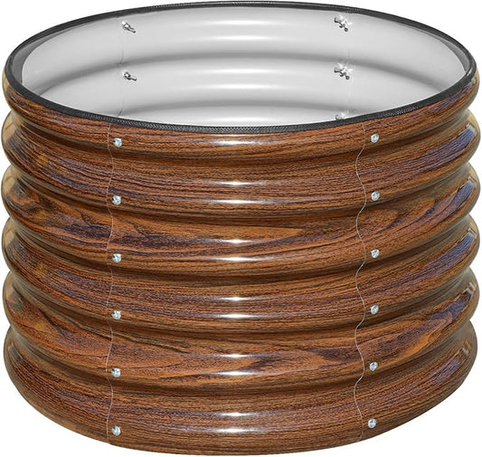 SnugNiture Raised Garden Bed, 2×2×1.5ft Round Galvanized Outdoor Planter Box, 17" Tall Deep Metal Garden Bed Kit for Planting Vegetables, Fruits, Flowers, Brown